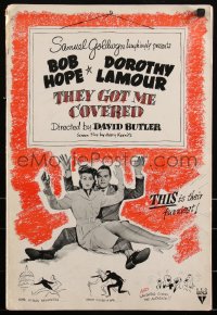 2j0790 THEY GOT ME COVERED pressbook 1943 Bob Hope & Dorothy Lamour in WWII comedy, ultra rare!