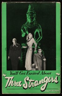 2j0794 THREE STRANGERS pressbook 1946 Sydney Greenstreet, Peter Lorre, Geraldine Fitzgerald, rare!