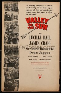 2j0801 VALLEY OF THE SUN pressbook 1942 Lucille Ball, tough cowboy James Craig, ultra rare!