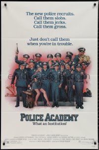 2j1195 POLICE ACADEMY 1sh 1984 Steve Guttenberg, Kim Cattrall, Drew Struzan police artwork!