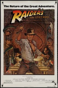 2j1199 RAIDERS OF THE LOST ARK 1sh R1982 great Richard Amsel art of adventurer Harrison Ford!
