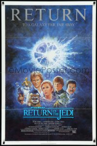2j1207 RETURN OF THE JEDI NSS style 1sh R1985 George Lucas classic, Mark Hamill, Ford, Tom Jung art!