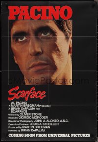 2j1221 SCARFACE advance 1sh 1983 Al Pacino, Brian De Palma, Oliver Stone, coming soon!