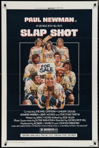 2j1231 SLAP SHOT style A 1sh 1977 Paul Newman hockey sports classic, great cast portrait art by Craig!