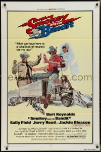 2j1233 SMOKEY & THE BANDIT 1sh 1977 Solie art of Burt Reynolds, Sally Field & Jackie Gleason!