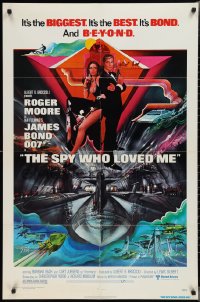 2j1240 SPY WHO LOVED ME 1sh 1977 great art of Roger Moore as James Bond by Bob Peak!