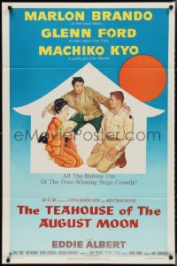 2j1256 TEAHOUSE OF THE AUGUST MOON 1sh 1956 art of Asian Marlon Brando, Glenn Ford & Machiko Kyo!