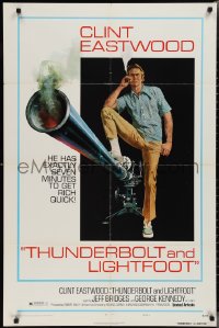 2j1263 THUNDERBOLT & LIGHTFOOT style C 1sh 1974 art of Clint Eastwood with HUGE gun by McGinnis!