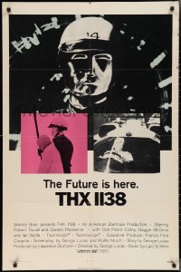 2j1264 THX 1138 1sh 1971 first George Lucas, Robert Duvall, bleak sci-fi, double inset images!