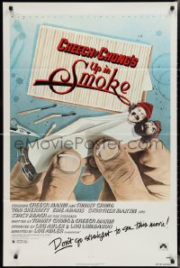 2j1273 UP IN SMOKE recalled 1sh 1978 Cheech & Chong marijuana drug classic, original tagline!