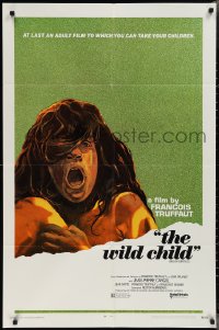 2j1286 WILD CHILD teaser 1sh 1970 Francois Truffaut's classic L'Enfant Sauvage, not a man or animal!
