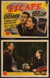 2j1611 ESCAPE 8 LCs 1940 American Robert Taylor is helped by Nazi's mistress Norma Shearer!