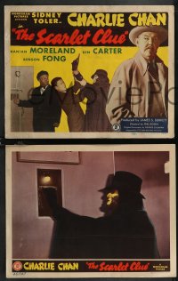 2j1634 SCARLET CLUE 8 LCs 1945 Sidney Toler as Charlie Chan, Benson Fong & Mantan, complete set!