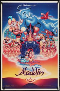 2k0813 ALADDIN DS 1sh 1992 Walt Disney Arabian fantasy cartoon, Calvin Patton art of cast!