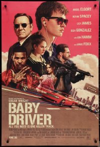 2k0832 BABY DRIVER advance DS 1sh 2017 Ansel Elgort in the title role, Foxx, artwork by Rory Kurtz!