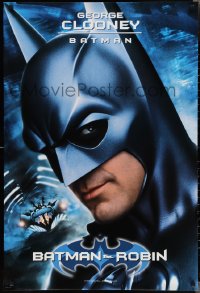 2k0844 BATMAN & ROBIN teaser 1sh 1997 cool super close up of George Clooney in costume!