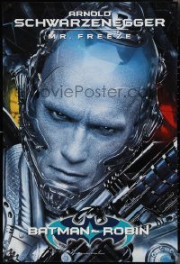 2k0843 BATMAN & ROBIN teaser 1sh 1997 cool super close up of Arnold Schwarzenegger as Mr. Freeze!