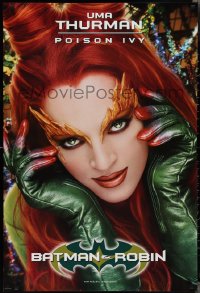 2k0842 BATMAN & ROBIN teaser 1sh 1997 super close up of sexy Uma Thurman as Poison Ivy in costume!