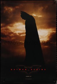 2k0850 BATMAN BEGINS teaser DS 1sh 2005 June 17, full-length image of Christian Bale in title role!