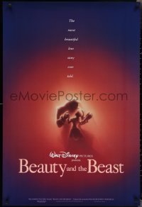2k0862 BEAUTY & THE BEAST DS 1sh 1991 Disney cartoon classic, romantic dancing art by John Alvin!