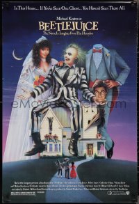 2k0863 BEETLEJUICE 1sh 1988 Tim Burton, Ramsey art of Michael Keaton, Baldwin & Geena Davis!