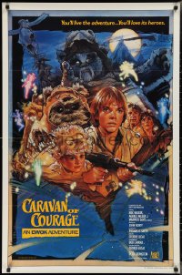 2k0895 CARAVAN OF COURAGE style B int'l 1sh 1984 An Ewok Adventure, Star Wars, art by Drew Struzan!