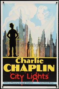 2k0088 CITY LIGHTS S2 poster 2001 Charlie Chaplin overlooking New York skyline!