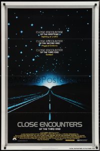 2k0906 CLOSE ENCOUNTERS OF THE THIRD KIND 1sh 1977 Spielberg's sci-fi classic, silver border design!