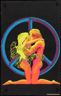 2k0130 EROTICA 21x34 commercial poster 1970 nude couple embracing with peace symbol in background!