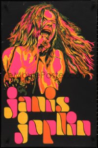 2k0134 JANIS JOPLIN 22x34 commercial poster 1971 groovy close-up blacklight art of the singer!