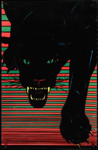 2k0142 PANTHER 21x33 commercial poster 1973 blacklight velvet flocked art of snarling black panther!