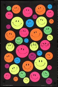 2k0147 SMILE 22x34 commercial poster 1971 several colorful happy faces, groovy!
