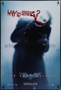 2k0923 DARK KNIGHT teaser DS 1sh 2008 great image of Heath Ledger as the Joker, why so serious?