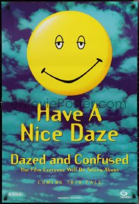 2k0931 DAZED & CONFUSED teaser 1sh 1993 Jovovich, 1st McConaughey, great happy face image!