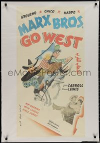 2k0346 GO WEST Egyptian poster R2000s art of cowboys Groucho, Chico & Harpo Marx in action!