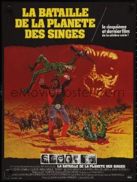 2k0377 BATTLE FOR THE PLANET OF THE APES French 23x31 1973 Tanenbaum art of war between apes/humans!