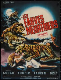 2k0378 BLACK ZOO French 23x30 1964 great different art of fang & claw killers stalking human prey!