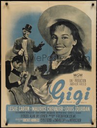 2k0393 GIGI French 24x32 1959 completely different smiling portrait of Leslie Caron in the title role!