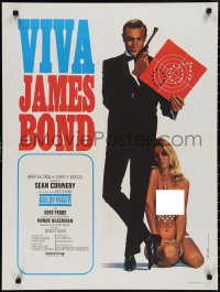 2k0394 GOLDFINGER French 24x31 R1970 art of Sean Connery as James Bond with near-naked woman!