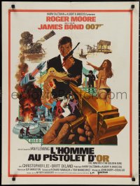 2k0403 MAN WITH THE GOLDEN GUN French 24x32 1974 art of Roger Moore as James Bond by Robert McGinnis!