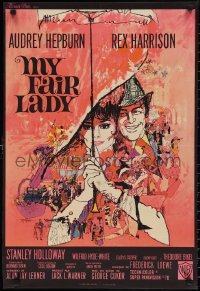 2k0408 MY FAIR LADY French 21x31 1964 classic Bob Peak art of Audrey Hepburn & Rex Harrison!