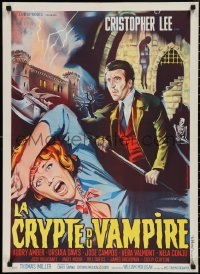 2k0424 TERROR IN THE CRYPT French 23x32 1965 cool art of Christopher Lee w/huge axe!