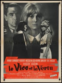 2k0427 VICE & VIRTUE French 24x32 1962 Roger Vadim, Catherine Deneuve, Annie Girardot, different art!
