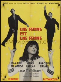 2k0430 WOMAN IS A WOMAN French 23x30 1961 Jean-Luc Godard's Une femme est une femme, Belmondo!