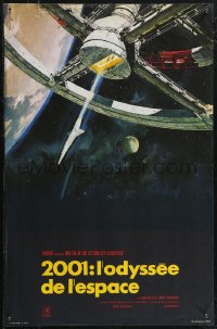 2k0433 2001: A SPACE ODYSSEY French 15x24 R1980s Kubrick, Bob McCall art of space wheel!