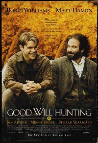 2k1017 GOOD WILL HUNTING 1sh 1997 great image of smiling Matt Damon & Robin Williams!
