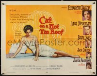 2k0763 CAT ON A HOT TIN ROOF style B 1/2sh 1958 classic art of Liz Taylor as Maggie the Cat!