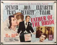 2k0772 FATHER OF THE BRIDE style B 1/2sh 1950 Liz Taylor in wedding gown & broke Spencer Tracy, rare!