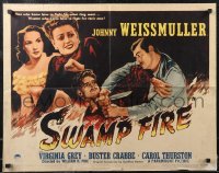 2k0795 SWAMP FIRE style A 1/2sh 1946 Johnny Weissmuller & Buster Crabbe in fight + Grey, ultra rare!