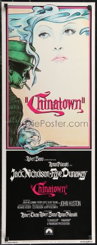 2k0728 CHINATOWN int'l insert 1974 art of Jack Nicholson & Faye Dunaway by Pearsall, Roman Polanski!